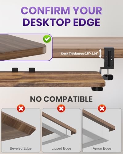 Ergonomic Mouse & Keyboard Tray Under Desk, 20x11.8 in Board, Brown