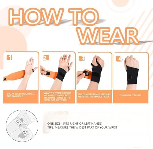 2 Pack Wrist Brace Support for Carpal Tunnel Pain Relief, Ultra Thin Elastic for Tear, Ulnar Wrist wraps Repetitive Wrist Use Injury, Fit Left or Right Hand, Small and Medium Hands Sizes