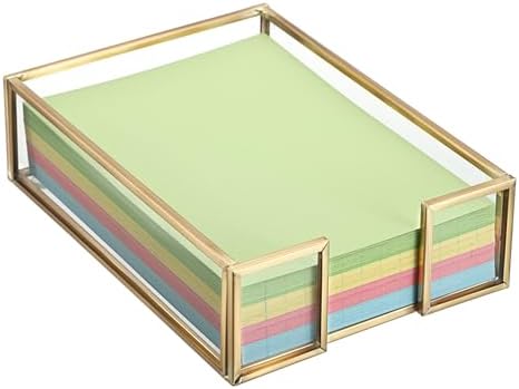 BTSKY Golden Glass Sticky Note Holder for 4x6 Inch Sticky Notes