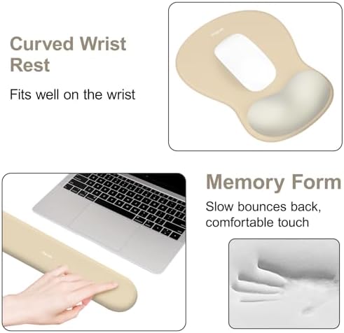MOSISO Wrist Rest Support for Mouse Pad&Keyboard Set, Khaki