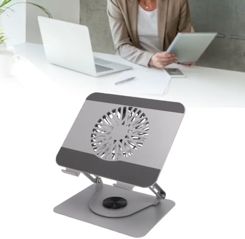 Dpofirs Laptop Stand with Integrated Fan, Stable Design (Silver)