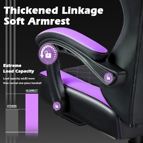 PUKAMI Gaming Chair with Footrest,Ergonomic Gamer Chair for Adults, Racing Style Reclining Computer Game Chair with Headrest and Lumbar Support (Purple)