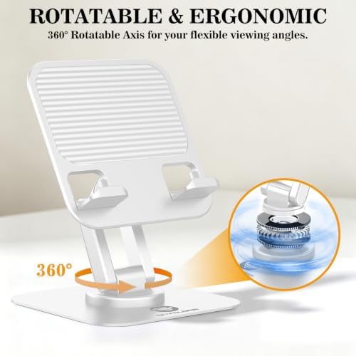 OCYCLONE iPad Stand, 360° Rotating iPad Tablet Stand Holder for Desk, White