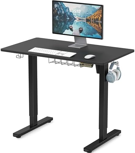 SHW 40 x 22 Electric Height Adjustable Sit to Stand Desk, Black