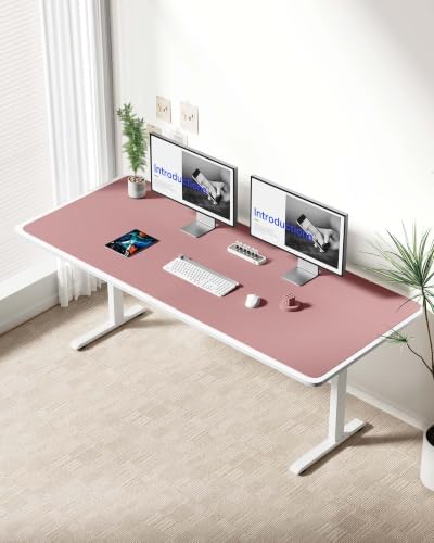YSAGi Leather Desk Protector, Office Mat, Large Mouse Mat, Non-Slip PU Leather Blotter, Laptop Desk Mat, Waterproof Writing Pad for Office and Home(Pale Mauve, 63" x 24")
