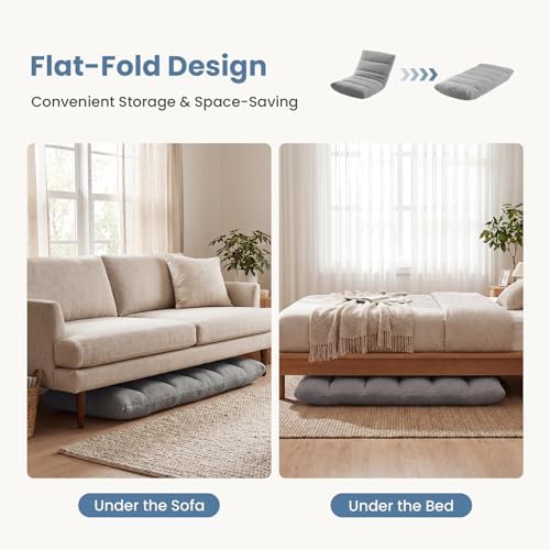 DUMOS Folding Floor Chair, 14-Position Adjustable Backrest Floor Seating