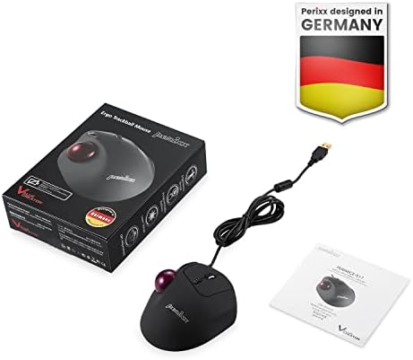 Perixx Perimice-517 Wired Trackball USB Mouse, 7 Button Design, Build-in 1.34 Inch Trackball with Pointing Feature