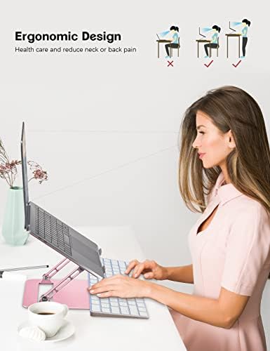 Aoviho Adjustable Laptop Stand Bundle with Tablet Stand for Desk (Rose Gold)