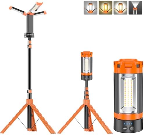 AKOFUN 12000mAh Camping Light with Stand, Portable Rechargeable Work Light