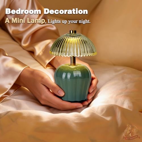 MJ PREMIER Rechargeable Table Lamp, Small Cordless Lamp with Timer, Green*2