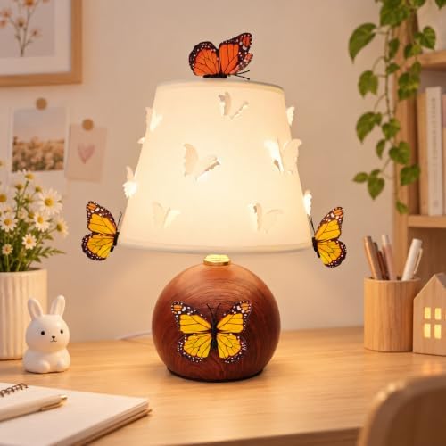 3D Butterfly Lamp, Small Girl Table Lamp with DIY Butterfly Decor (Wood)