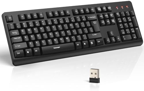TECKNET Wireless Keyboard, 2.4G Silent Full-Size Keyboard with Number Pad