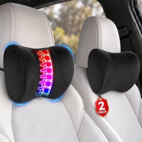 2-Pack Car Neck Pillow for Driving: Memory Foam Car Headrest Pillow