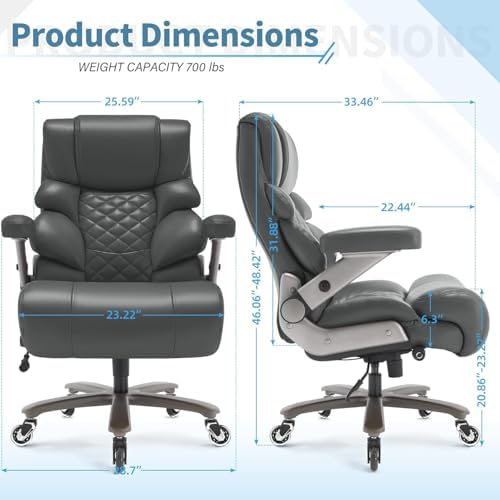 VUZI 700lbs Big and Tall Office Chair, Large Executive Leather Desk Chair