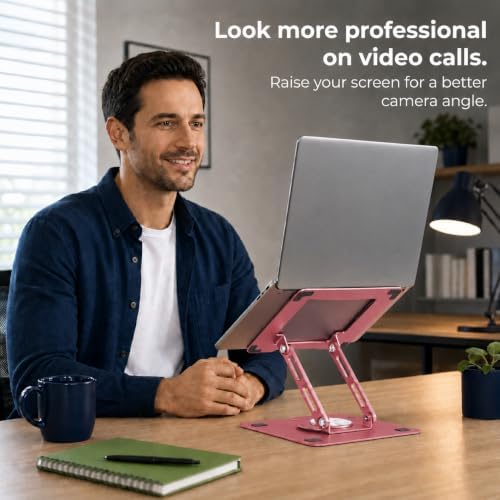 Uncaged Ergonomics Swivel Laptop Stand for Desk, 360 Riser, Brushed Pink