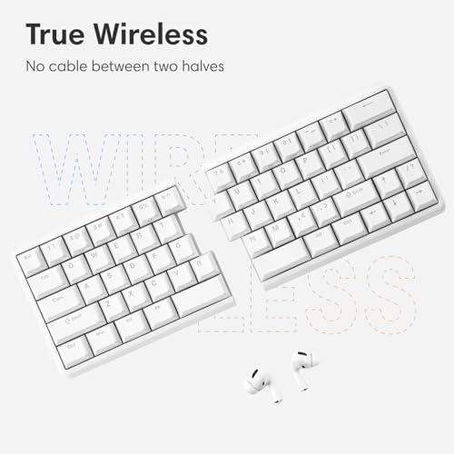 Wireless Ergonomic Split Mechanical Keyboard with Wrist Rest- Tactile, RGB, Foam, Hot-Swappable, Compact 60% Layout, Palm Rest, Programmable for Mac & Windows, PBT Keycaps