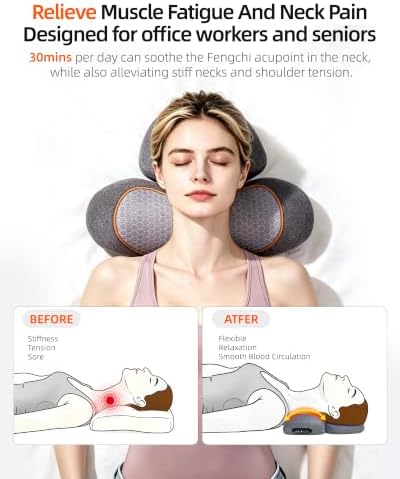 3 in 1 Cordless Heated Neck Massager Pillow for Deep Tissue