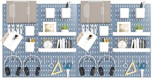 Peg Board Combination Kit, 8 Pegboards with 40 Accessories, Pegboard Wall Organizer for Office, Nursery & Home Storage, Key Holder, 51.2"x25.6" – Nail-Free Installation（Blue）