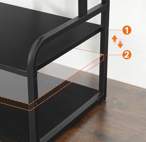 HOOBRO Printer Stand, 3-Tier Desktop Printer Table, Under Desk Printer Storage Office Organizer, Storage Rack with Adjustable Shelf, for Home Office, Kitchen, Living Room, Black BB06PS01