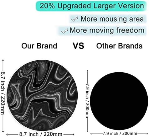 ITNRSIIET Round Mouse Pad with Stitched Edge Premium-Textured Waterproof Non-Slip Rubber Base Desktop Protection Mat Diameter 8.7 inches, Abstract Black and White