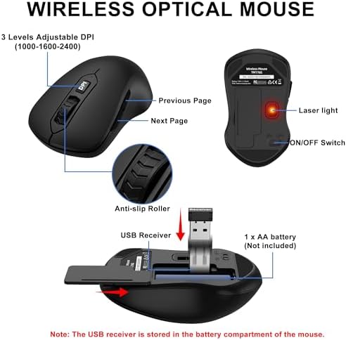 EDJO Wireless Keyboard and Mouse Combo, Quiet Key, Windows & Mac Compatible