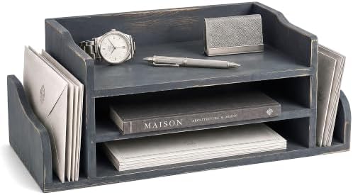 Wood Desk Organizer: File Organizer for Office Desk & Classroom, Royal Blue