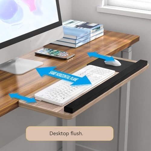 Under Desk Adjustable Keyboard Tray, Slide-Out Keyboard Platform, 360° Swivel, Pull Out and Tilt Computer Keyboard and Mouse Holder, Office Ergonomic Keyboard Drawer(Natural,24x75cm/9.4x29.5in)