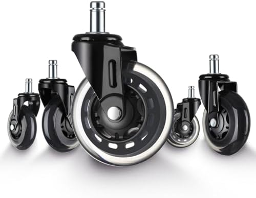 Office Chair Wheels -2" Caster Wheels Office Chair Wheel Replacement - Set of 5, Heavy-Duty Chair Casters Suitable for Hardwood Floors and Carpets, Achieving Scratch Free, Smooth & Silent