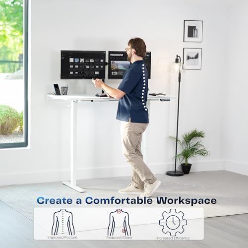 VIVO White 60 x 30 in Standing Desk, DESK-KIT-1W6-P3W