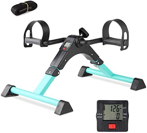 Pedal Exerciser - Portable Desk Cycle - Hand, Arm & Leg Exercise Peddling Machine - Low Impact, Adjustable Fitness Rehab Equipment for Seniors, Elderly - Folding Mini Stationary Bike