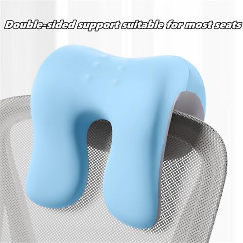 chislim Neck Support for Office Chair,Memory Foam Desk Pillow for Napping,Washable Cover,Fits Most Office Chair (Blue)