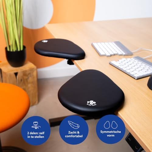 R-Go Arm Rest Split for Desk, Distance Adjustable, Ergonomic Desk Extender Tray in 2 Parts, Elbow & Wrist Support, Soft Sponge Built-in, Easy Typing Pain Relief, Punch-Free Clamp on, Black (2pcs)