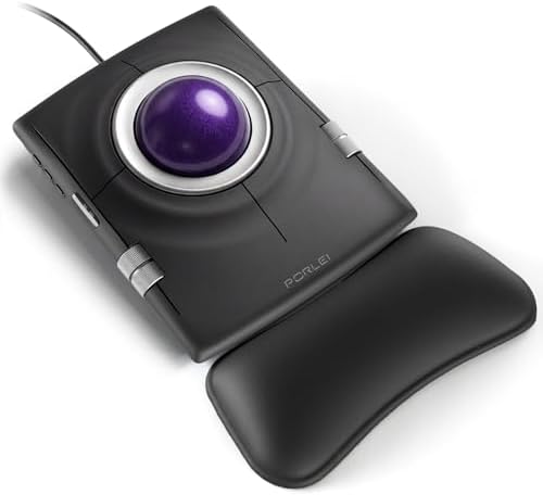 Wired Ergonomic Trackball Mouse, 55mm for Large Hands, Ambidextrous Design