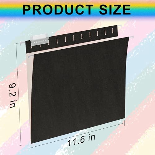 pmybupo Hanging File Folders,25 Pack Letter Size Black Hanging File Folders with 1/5-Cut Tabs,11 Point Paper Stock,Bulk for Filing Cabinet
