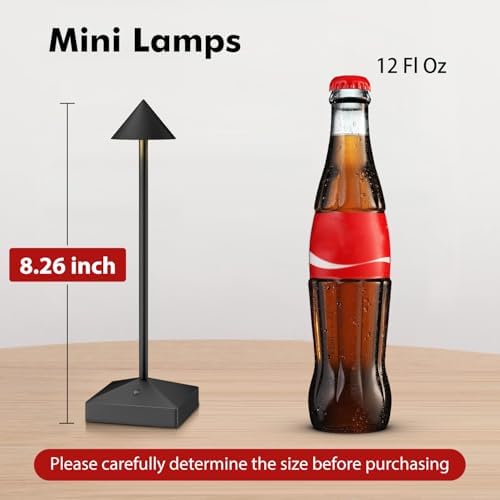 3 Pack Small Black Rechargeable Cordless Table Lamps Dimmable