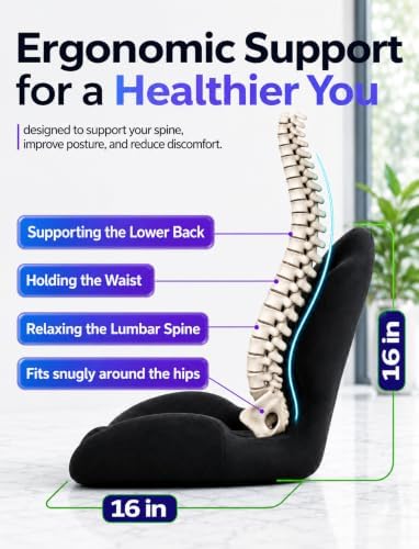 Ergonomic Memory Foam Seat Cushion for Office Chair, Car Seat, Dining, Gaming Chair & Wheelchair | Sciatica, Tailbone & Coccyx Pain and Pressure Relief | Lumbar & Lower Back Support Pillow One Piece