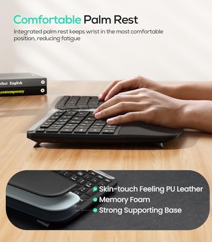 Nulea Ergonomic Split Wireless Keyboard with Cushioned Wrist Rest