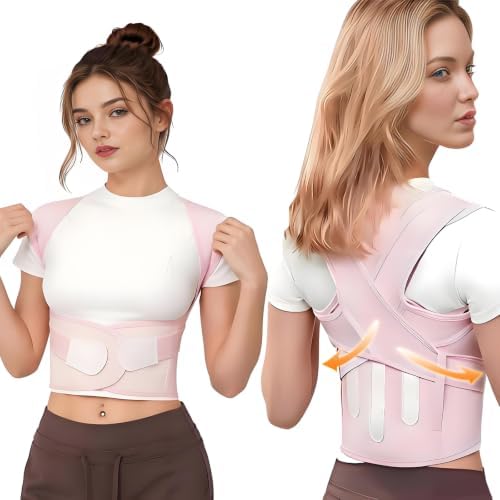 ZYFHOST Back Posture Corrector for Women, Upper Back Brace Support, Pink L