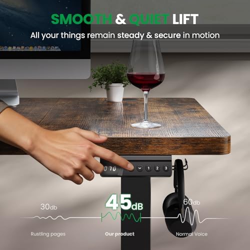 Brown 71x30 in Electric Standing Desk, 1 Inch Thick Tabletop