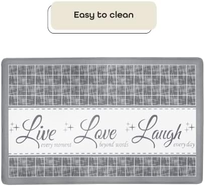 Anti-Fatigue Floor Comfort Mat - 18 x 30 Inch (Live, Love, Laugh Grey) - Waterproof Non-Slip Rug - Easy to Clean Cushioned Mat for Kitchen, Bathroom, Standing Desk & Office - Achim Home Decor