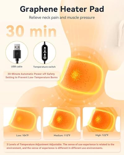 Heated Neck Brace Cervical Collar, Neck Support Brace with Heating Pad
