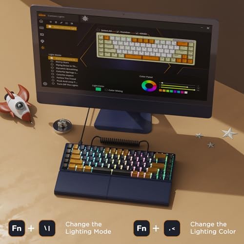 RK ROYAL KLUDGE S70 Ergonomic Split Keyboard, Tactile Brown Switch Black