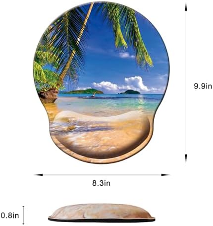 Mouse Pad with Wrist Support, Ergonomic Mouse Pad with Memory Foam Wrist Rest Cushion, Non-Slip Rubber Base Gaming Mice Pad for Home Office Computer Laptop, Beach Tree