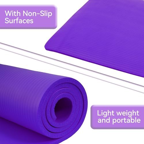 Fitvids 1/2-inch Thick High Density Exercise Yoga Mat with Carrying Strap
