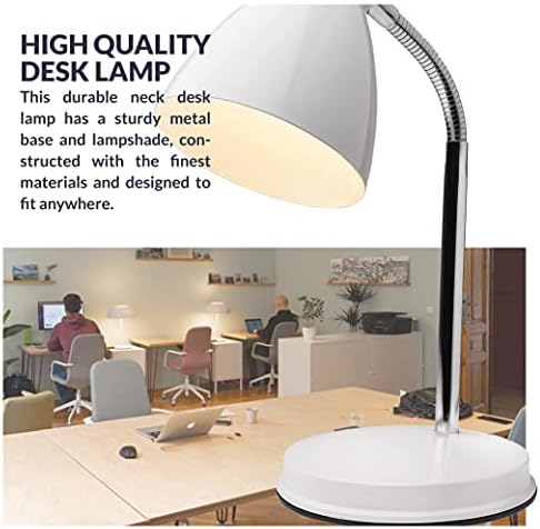 Newhouse Lighting Oxford White Metal Flexible Classic Goose Neck Design Desk or Table Lamp for Office or Bedroom Use