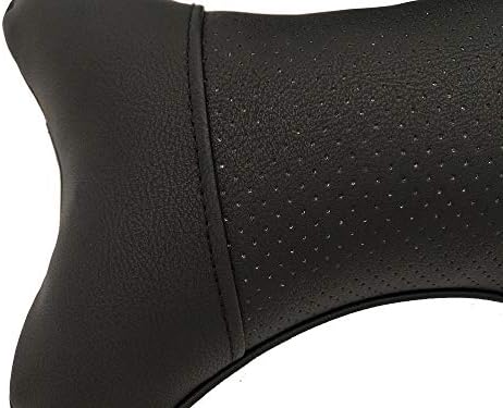 Car Neck Pillows 2pcs Pack Car Headrest Pillow Pu Leather Car Cervical Pillows for Traveling Car Pillows Filled By Fiber (Black)