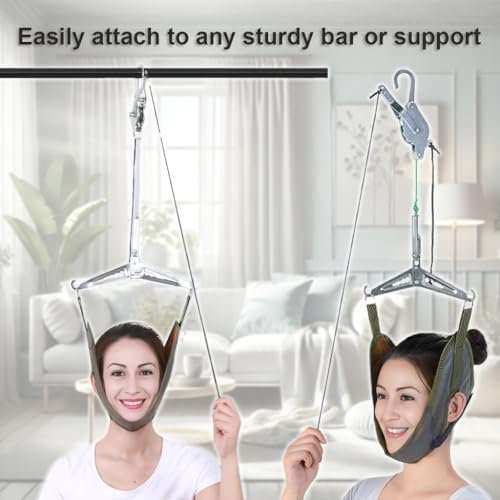 Adjustable Cervical Neck Traction Device for Neck Pain Relief, Neck Stretcher for Home and Outdoor Use, Spine Decompression Device