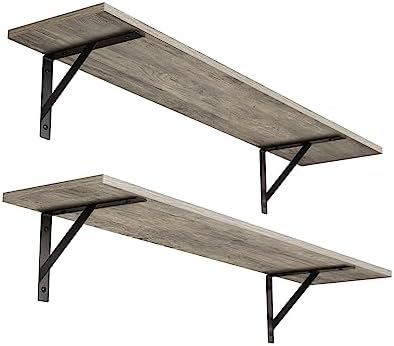 DINZI LVJ Long Wall Shelves, 31.5" Wall Mounted Shelves with Metal Brackets