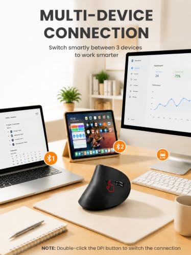 SABLUTE MAM51 Ergonomic Mouse, Bluetooth Mouse with Side Scroll Wheel