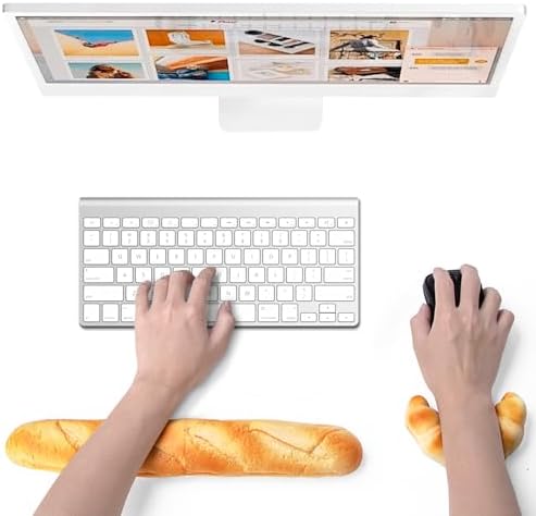 Soft Toast Bread Baguette Shape Anti-Skid Keyboard Wrist Rest Support & Mouse Wrist Support for Office,Computer,Laptop& Mac